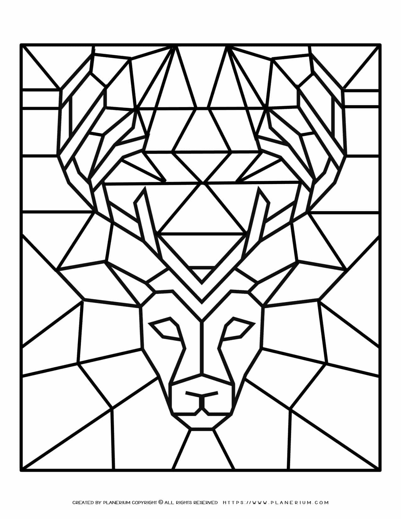 Adult Coloring Pages - Geometric Animals - Deer - Free Printable | Planerium