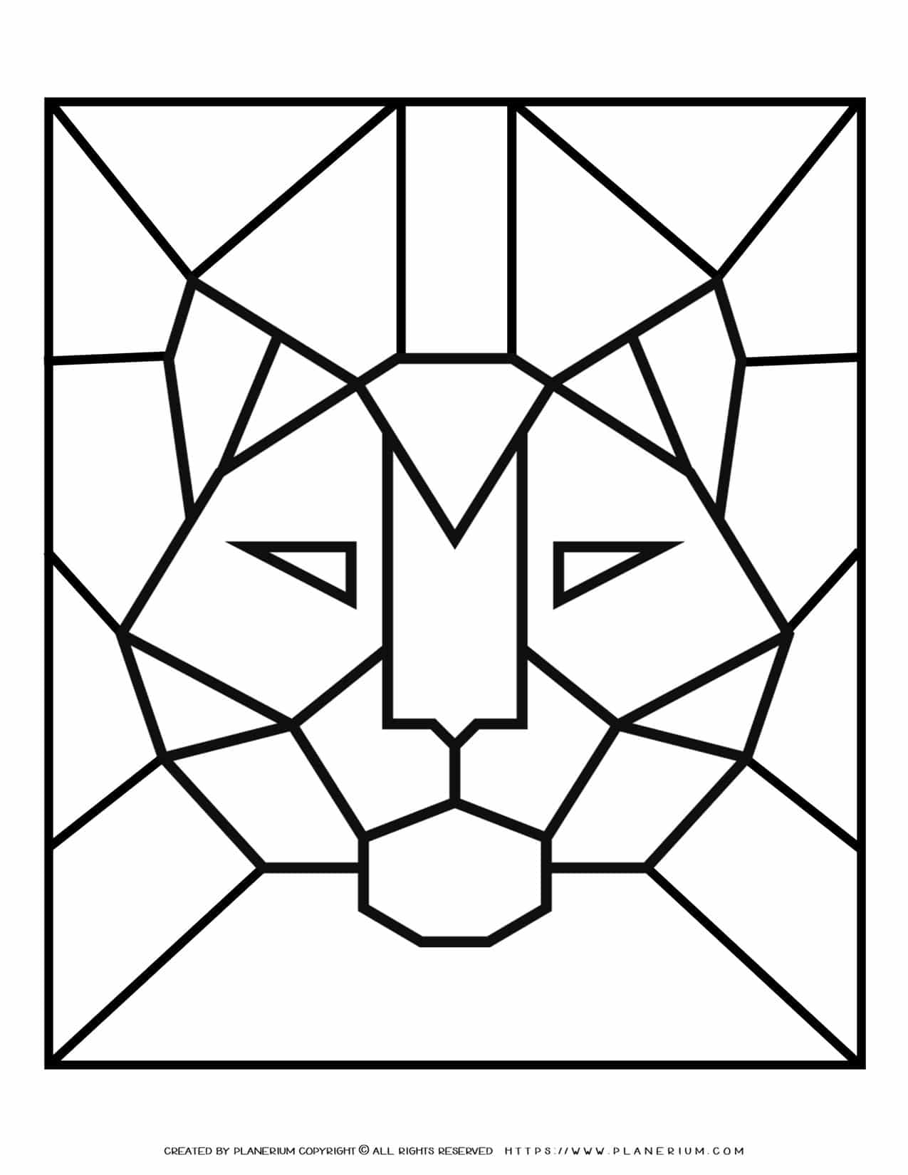 Adult Coloring Pages - Geometric Animals - Tiger - Free Printable | Planerium
