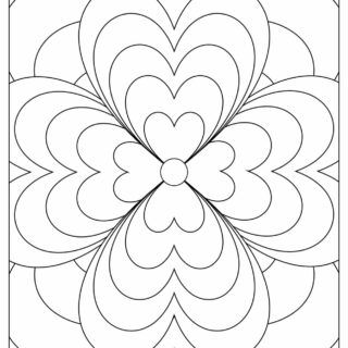 Adult Coloring Pages with Geometric Flowers Hearts | Planerium