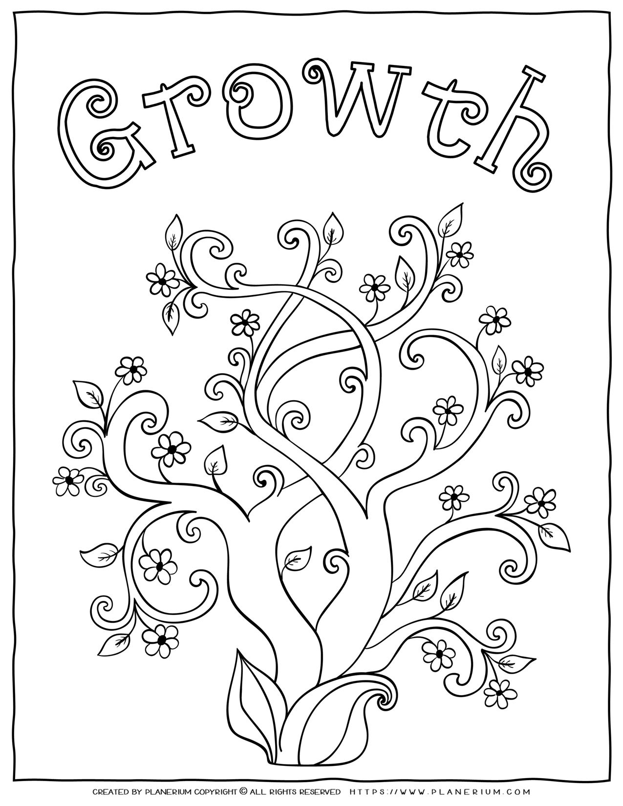 adult-coloring-pages-mindfulness-growth Adult Coloring Pages - Mindfulness Growth | Planerium