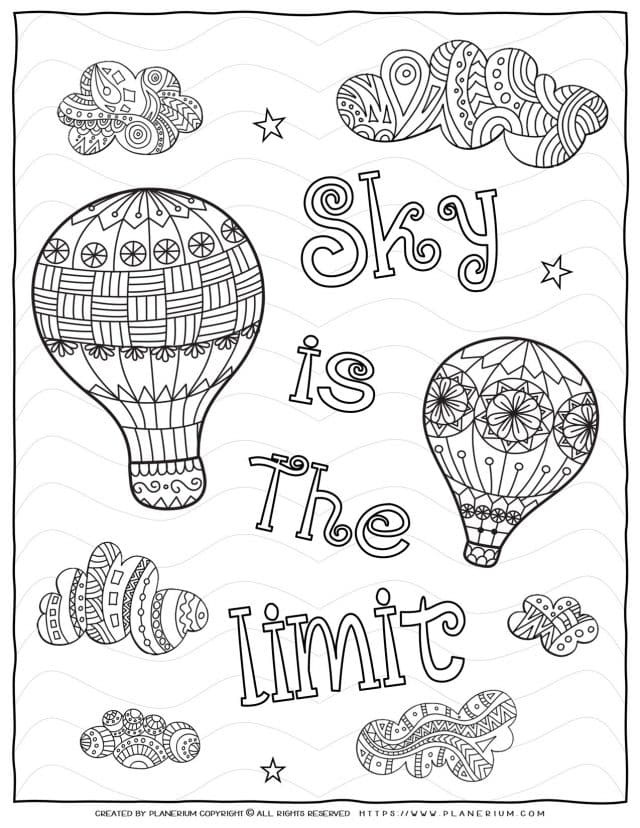 Adult Coloring Pages - Mindfulness The sky's the limit | Planerium