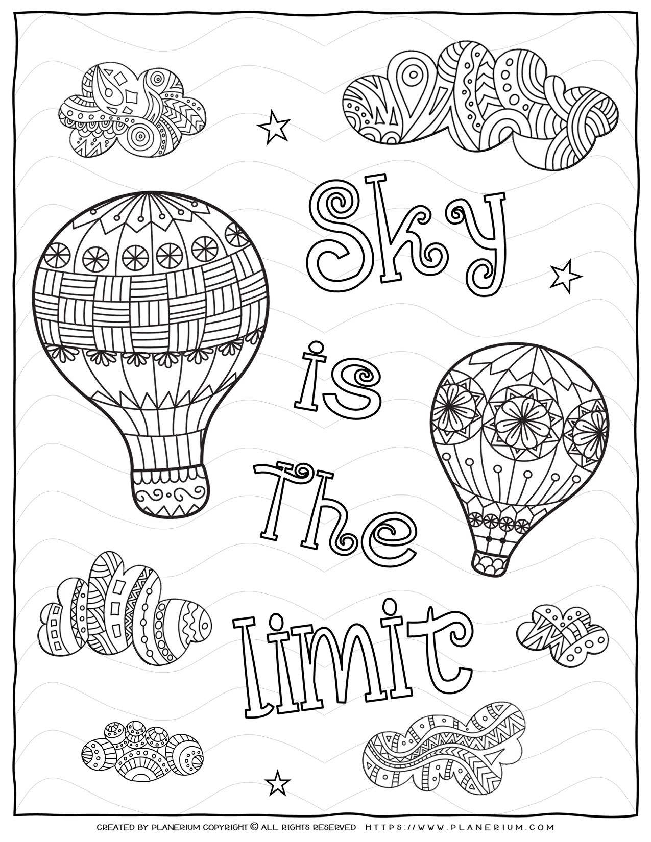 adult-coloring-pages-mindfulness-the-sky-is the-limit Adult Coloring Pages - Mindfulness The sky's the limit | Planerium