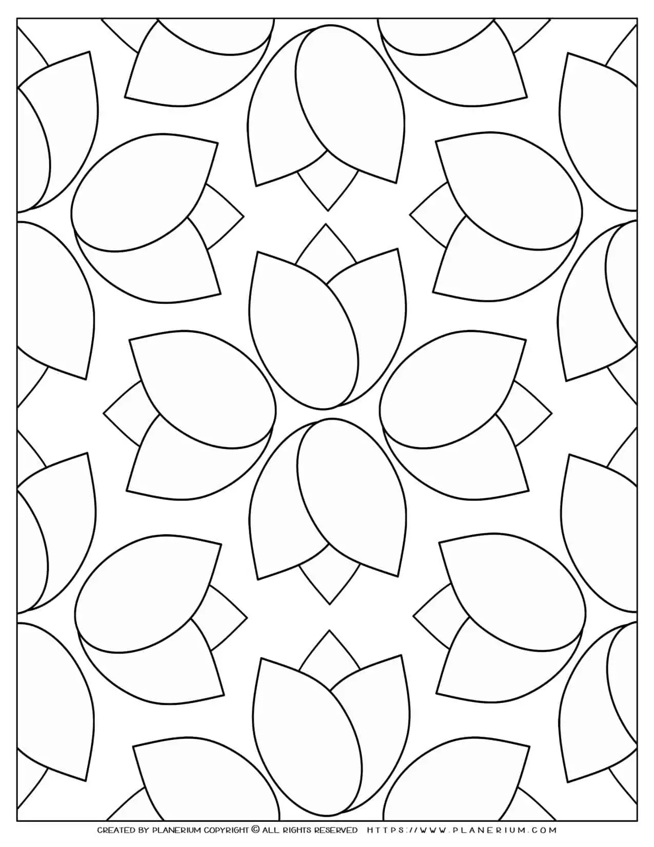 Pattern Coloring Page | Tulip Flower | Free printable | Planerium