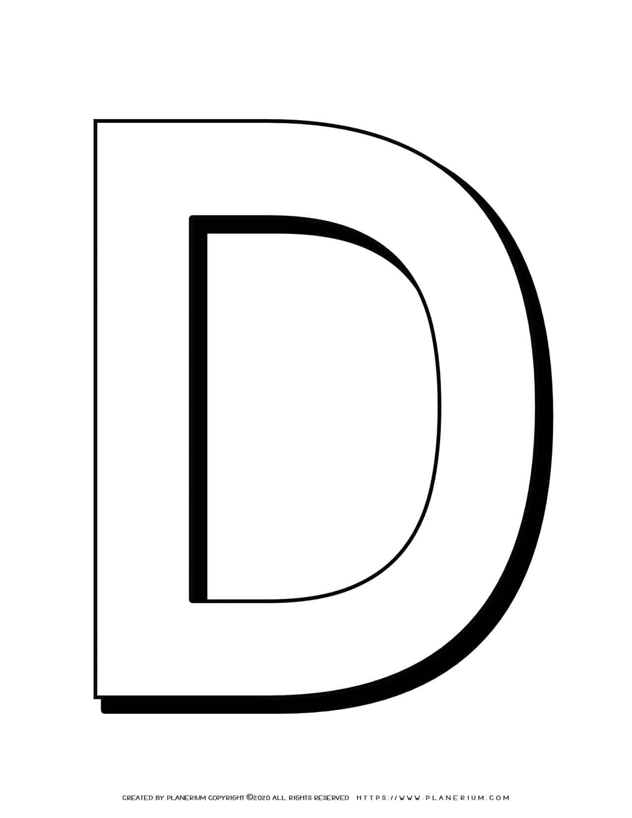Alphabet Coloring Page - English Letter D Capital | Planerium