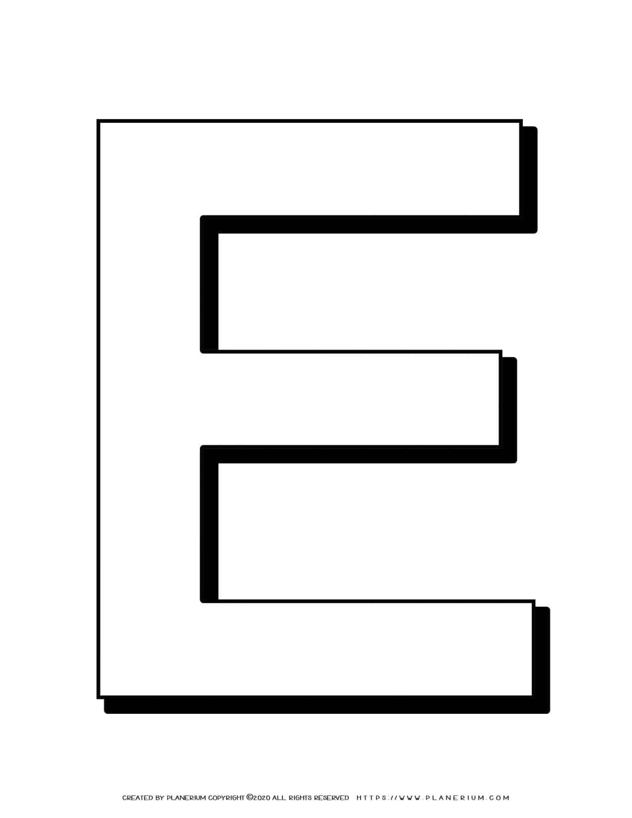 Alphabet Coloring Page - English Letter E Capital | Planerium