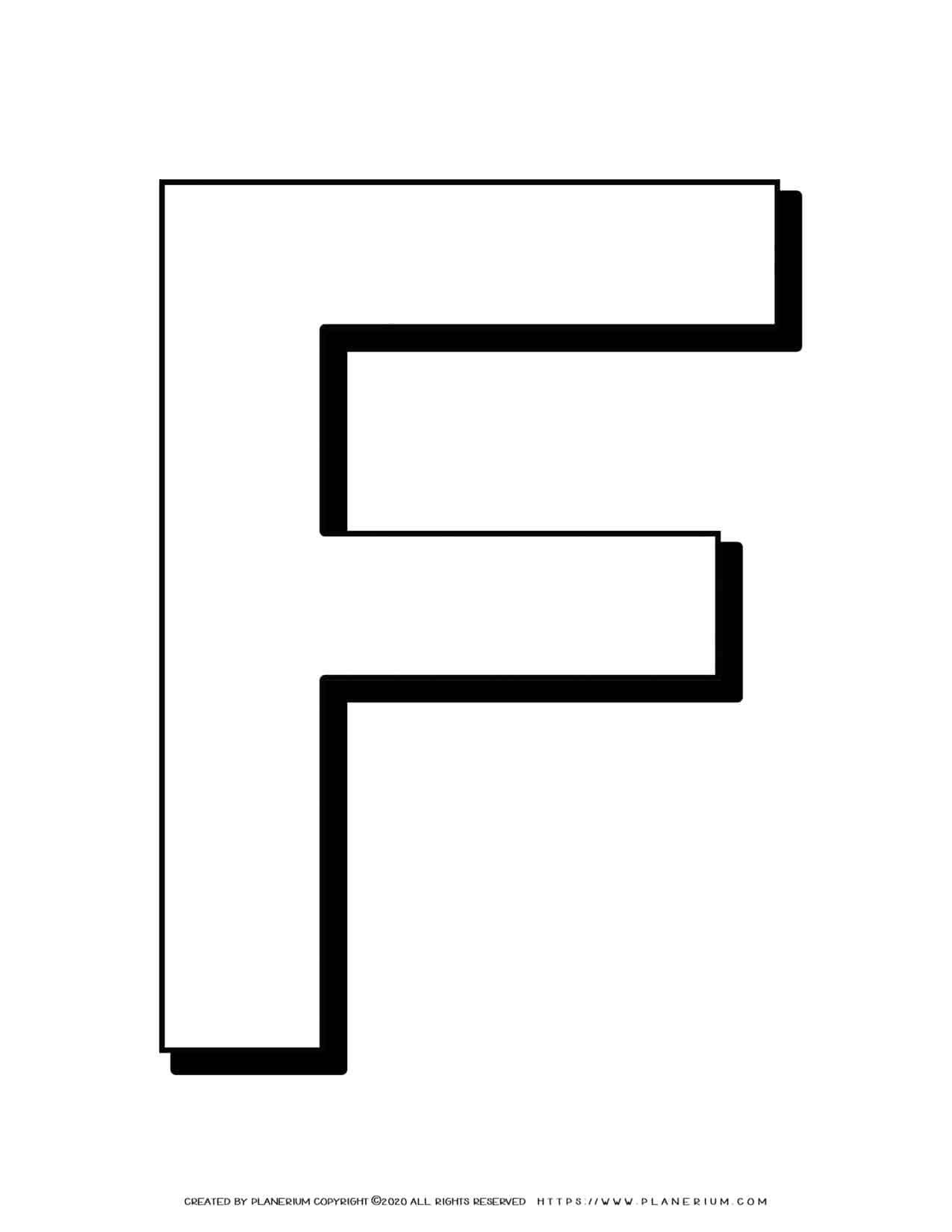 Alphabet Coloring Page - English Letter F Capital | Planerium