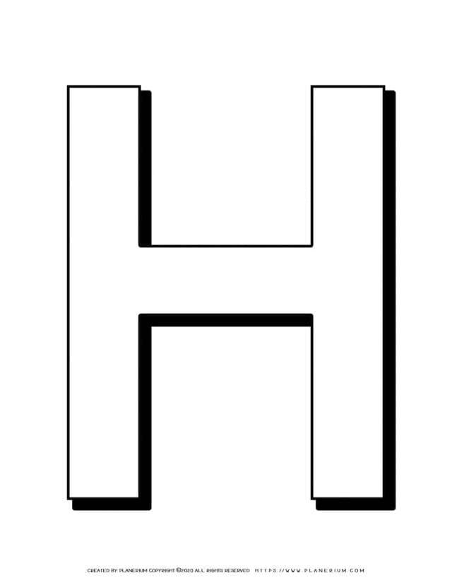 Alphabet Coloring Page - English Letter H Capital | Planerium