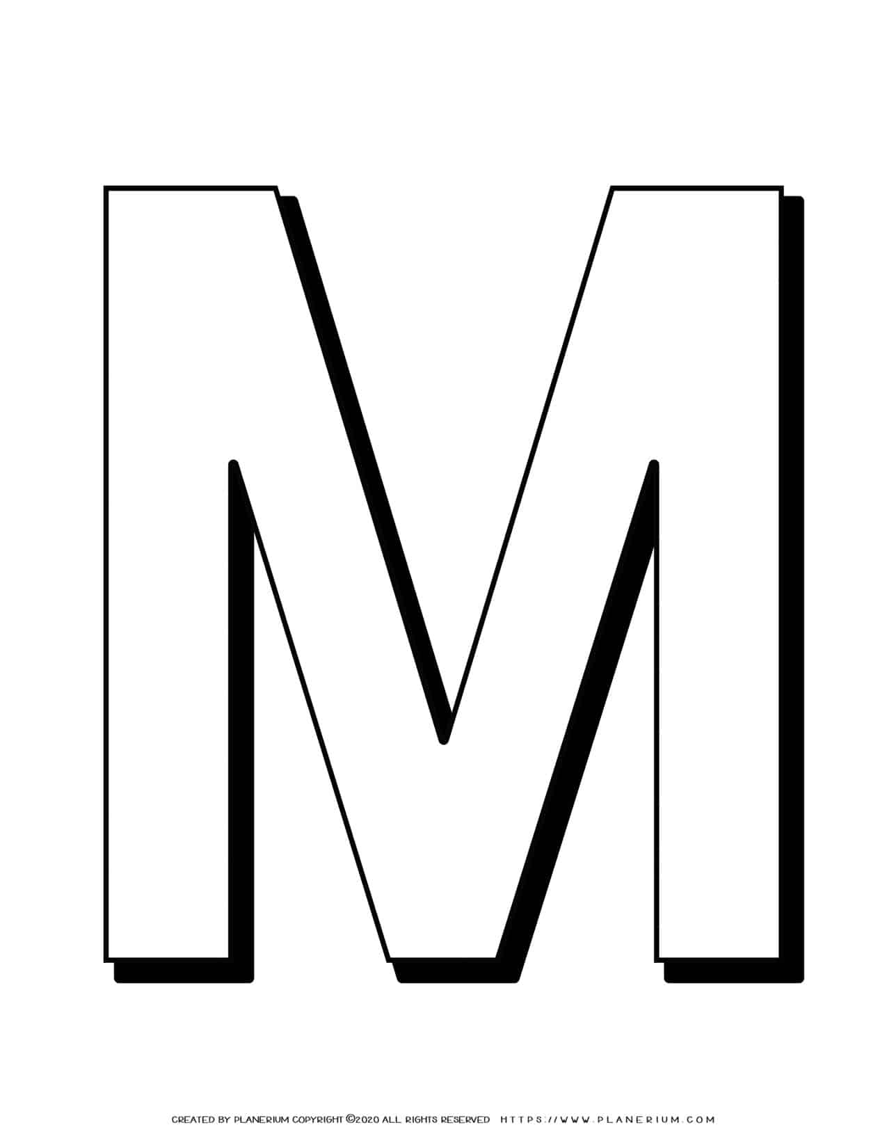 Alphabet Coloring Page - English Letter M Capital | Planerium