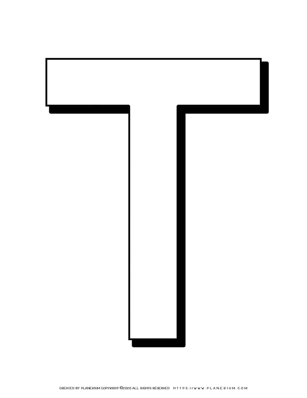 Alphabet Coloring Page - English Letter T Capital | Planerium