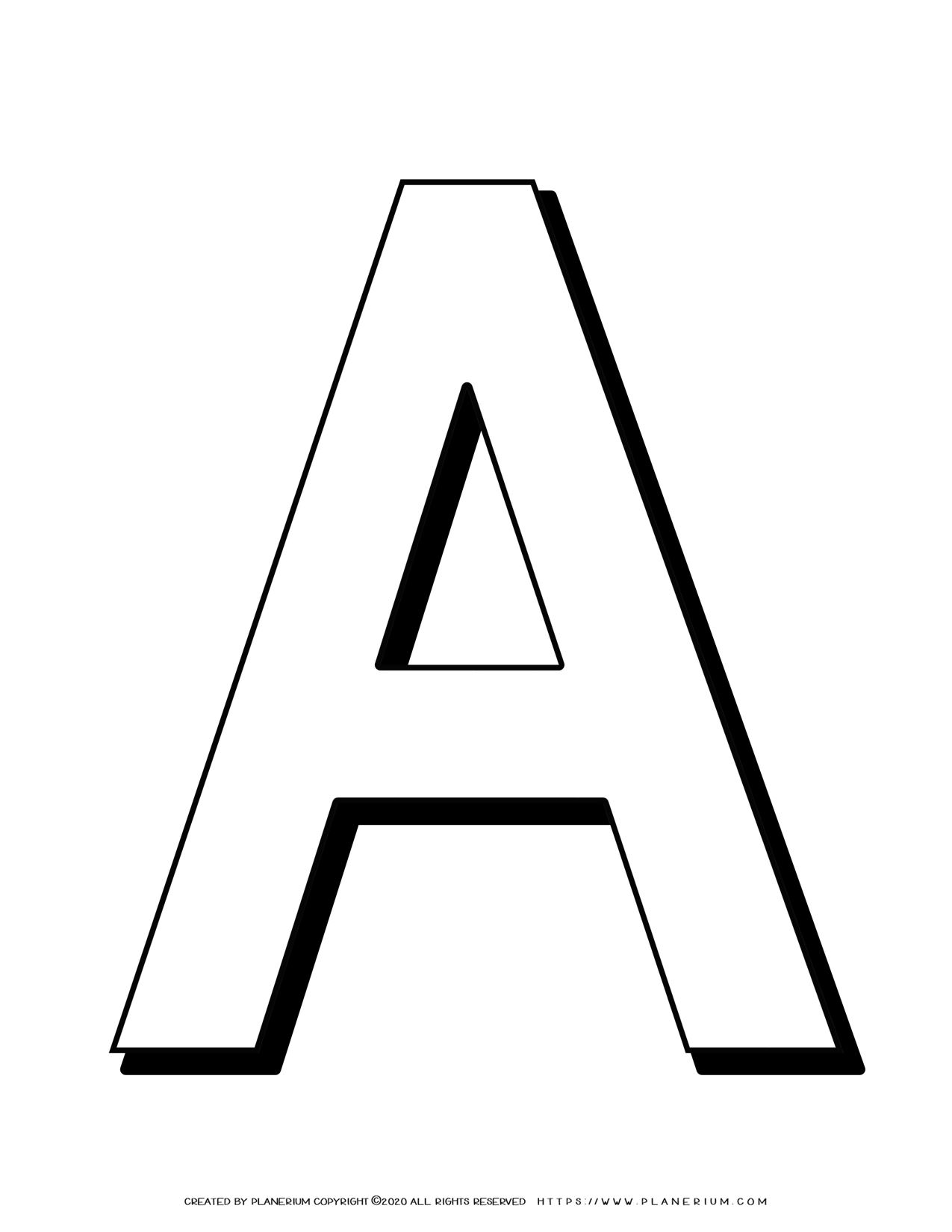 Alphabet Coloring Pages - English Letters - Capital A | Planerium