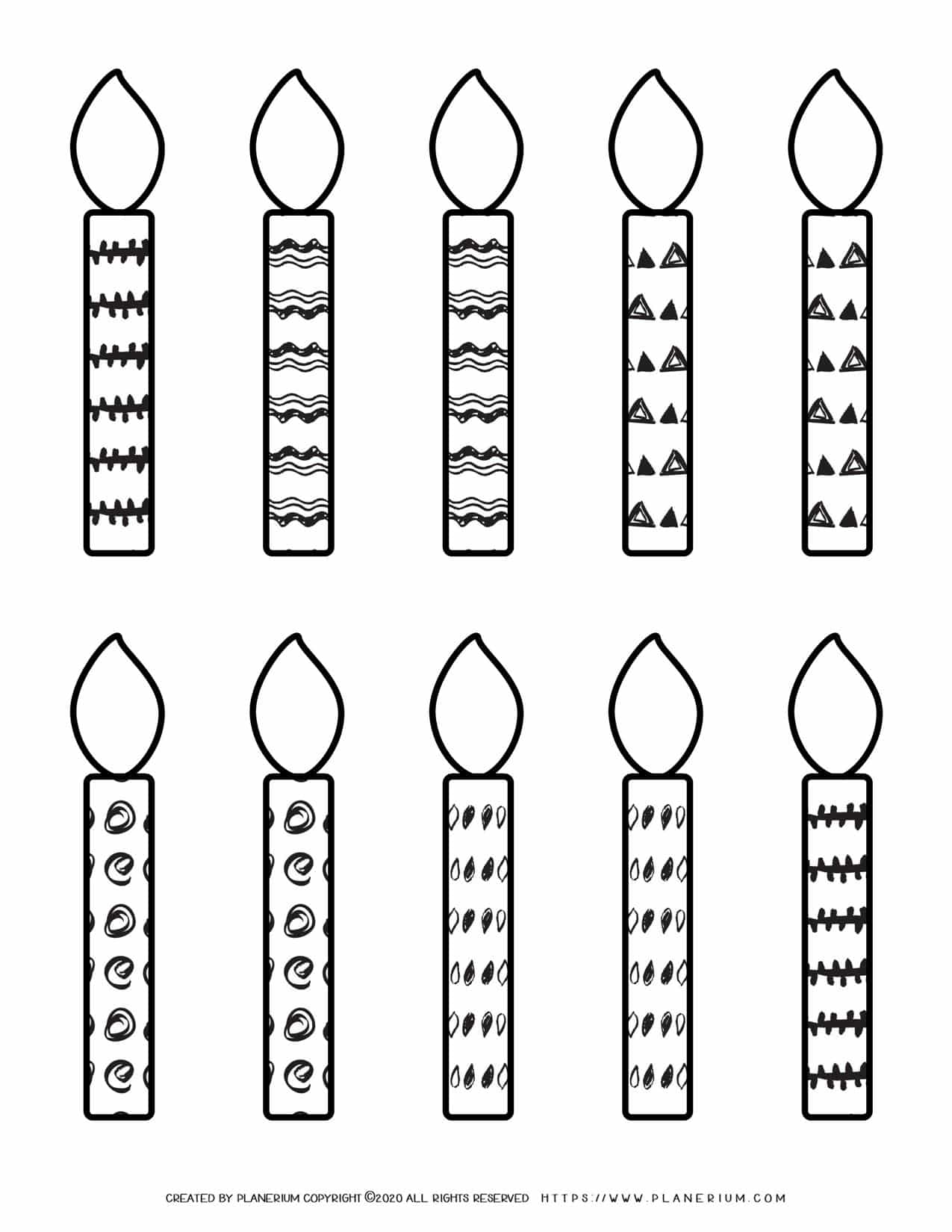 Candles Template - Ten Candles With Patterns | Planerium