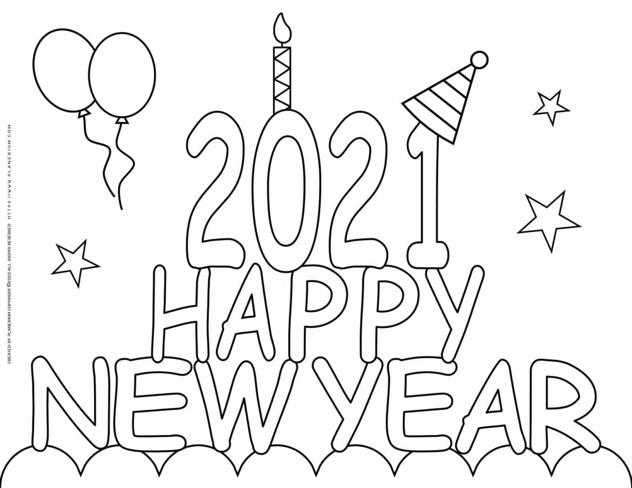 New Year Coloring Pages - 2021 - Happy New Year | Planerium