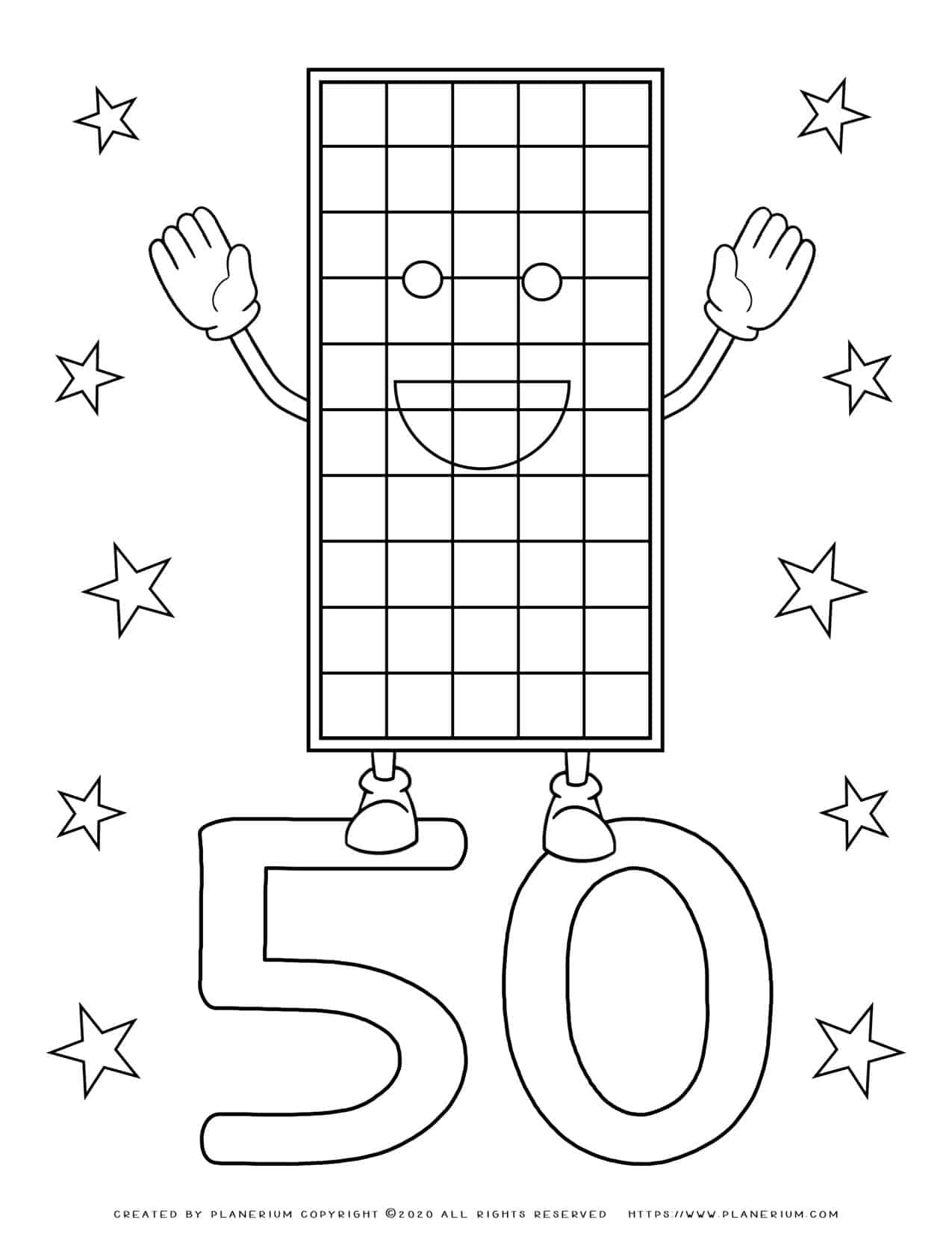 Number 50 Coloring Page