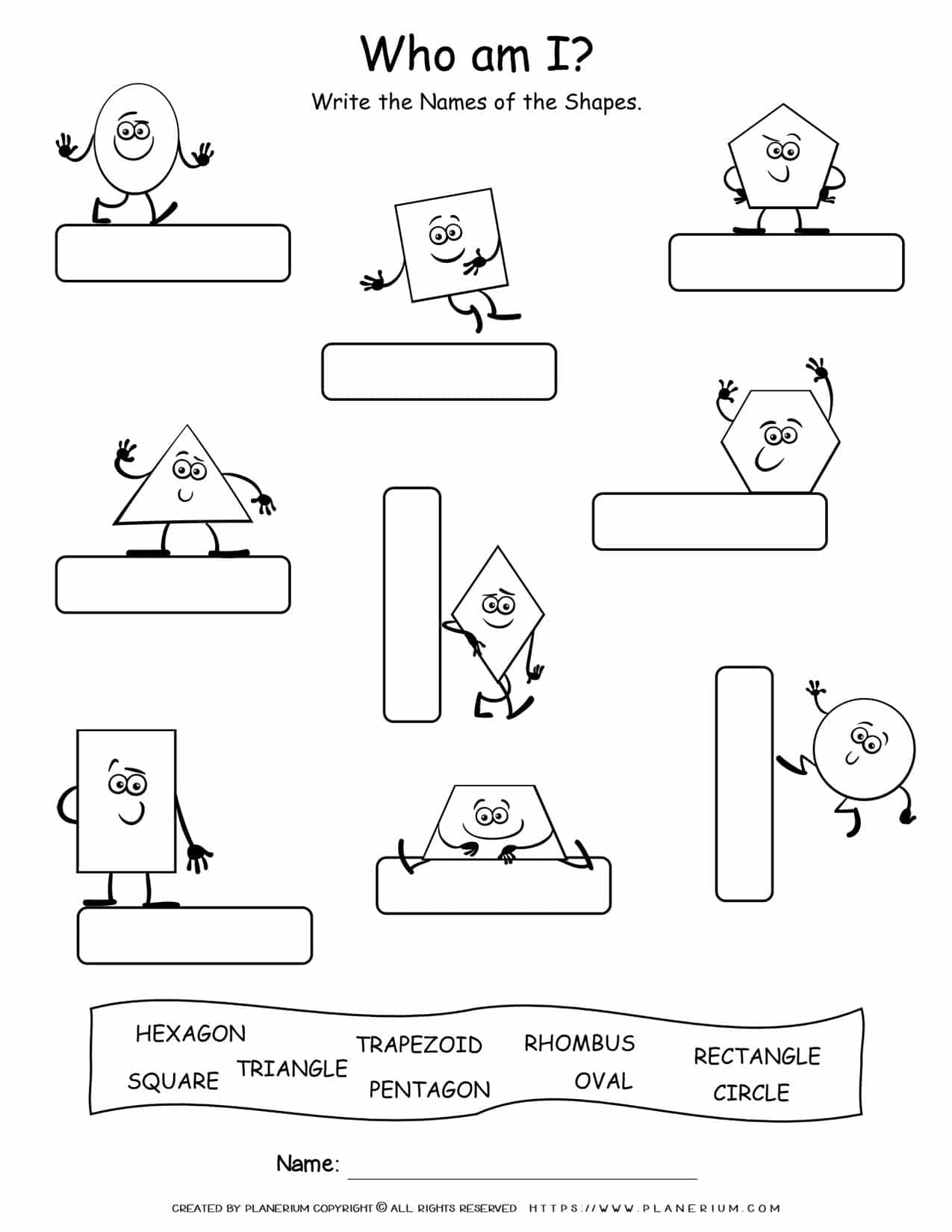 Shapes Worksheets - Name The Shapes | planerium