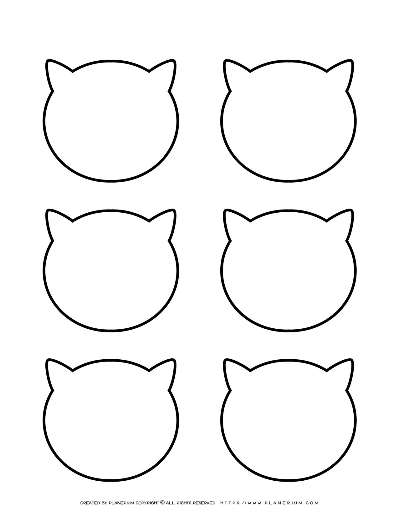 Cat Head Template Six Heads Outline FREE Printable Planerium