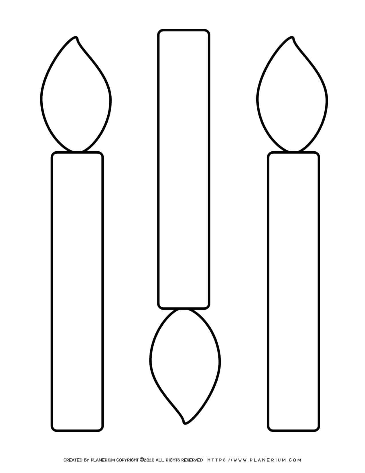 Hanukkah Coloring Pages - Three Large Candles | Planerium