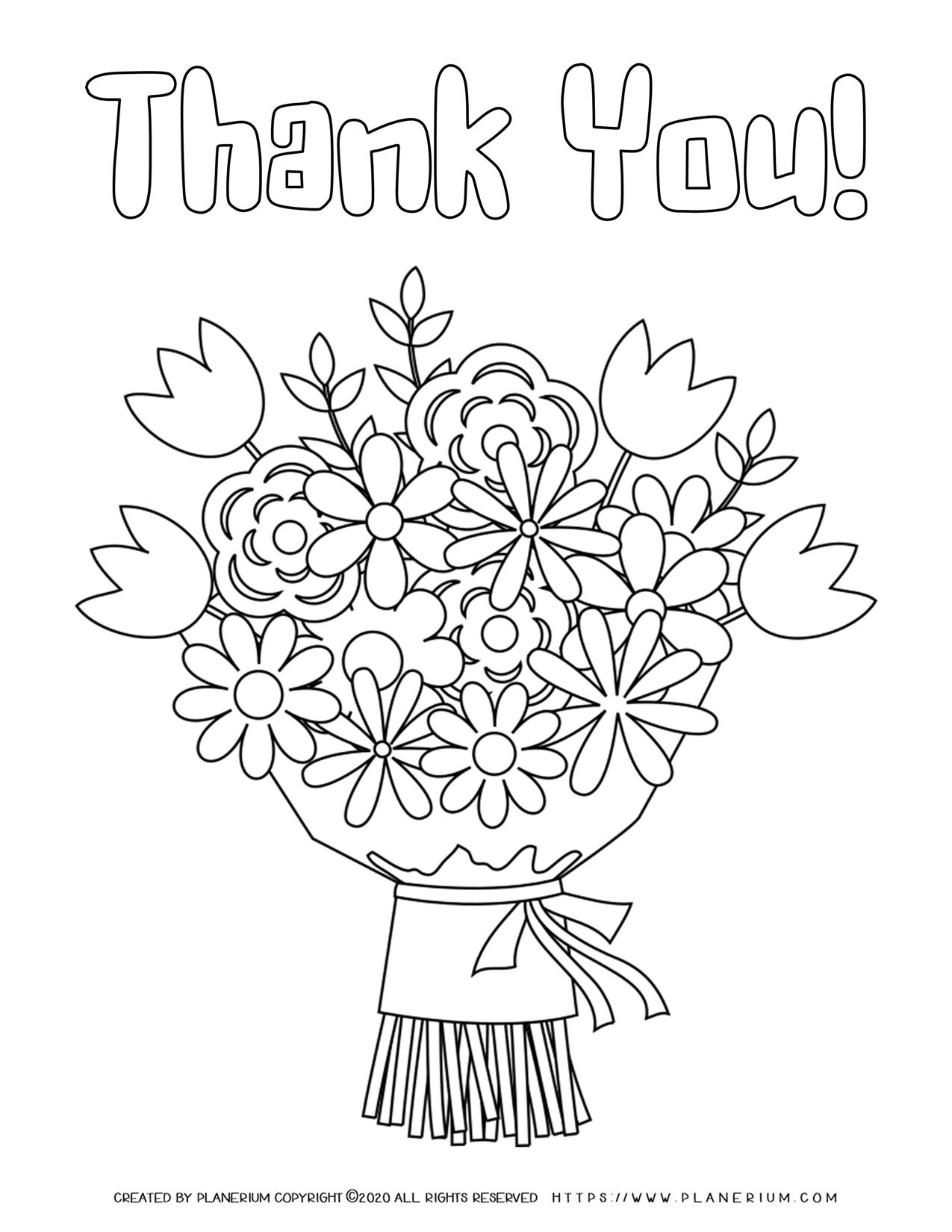 Thank You Flowers Coloring Pages Free printables