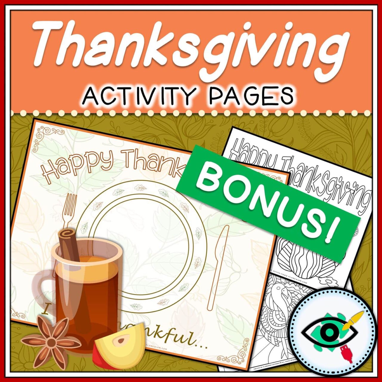 Thanksgiving - Printable Activity Pages - Bonus - Featured Three | Planerium