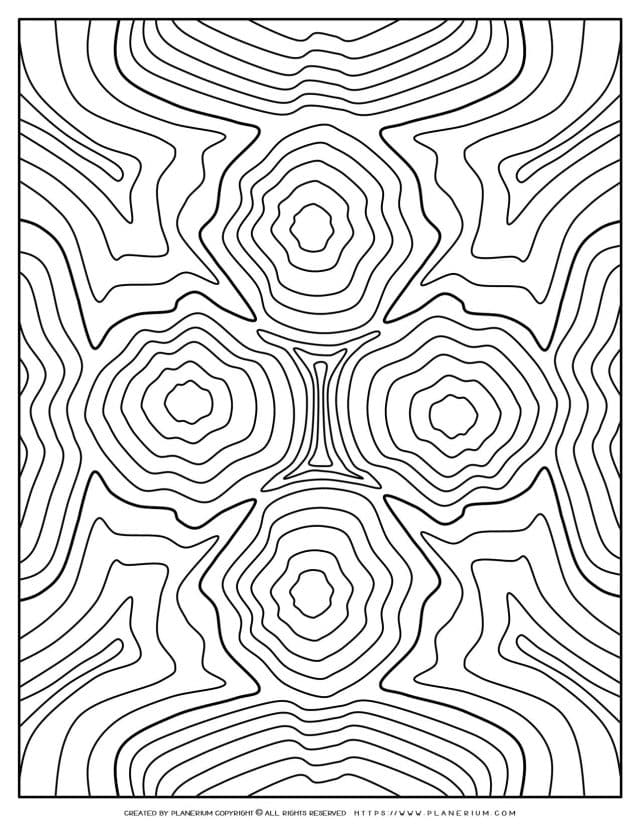 Adult Coloring Pages - Ripples of Four Figures | Planerium