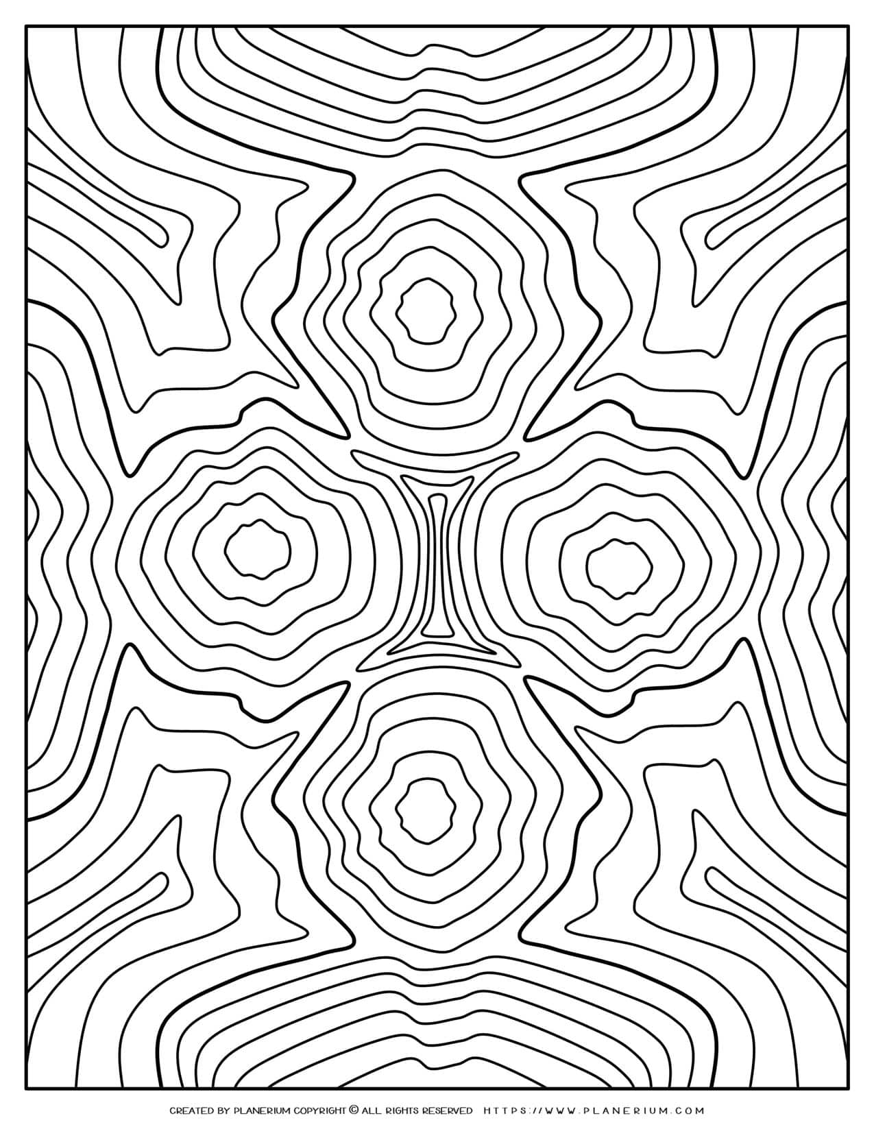 Adult Coloring Pages - Ripples of Four Figures | Planerium