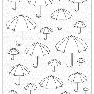 Adult Coloring Pages - Umbrellas and Raindrops | Planerium