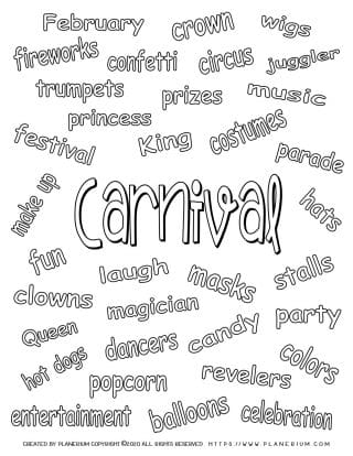 Carnival Related Words | Planerium