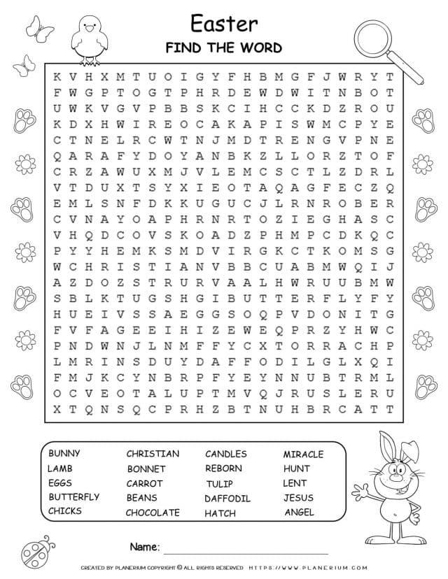 Easter Word Search Puzzle | Planerium