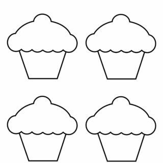 Four Cupcakes Outline | Planerium