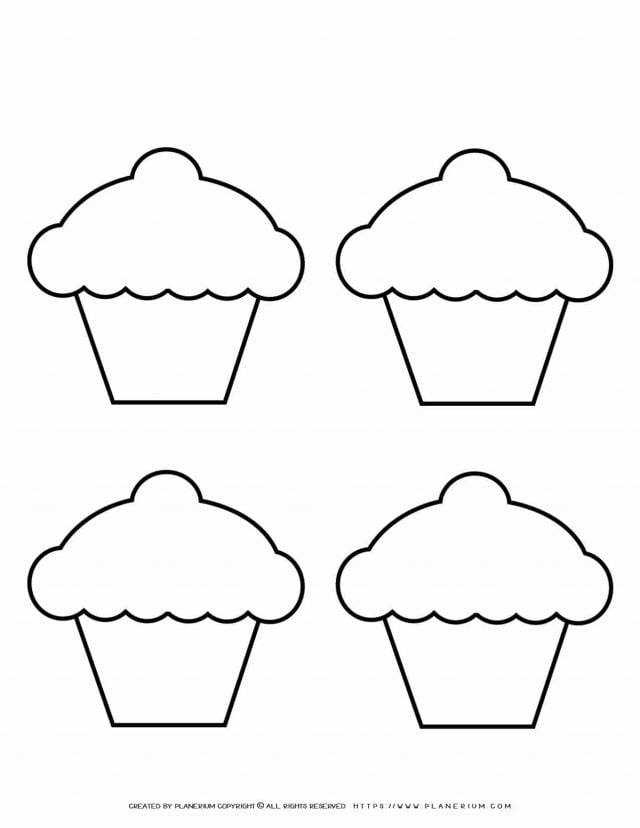 Four Cupcakes Outline | Planerium