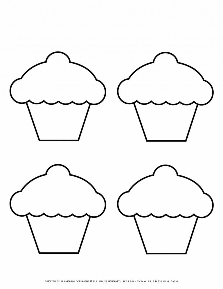 Four Cupcakes Outline | Planerium