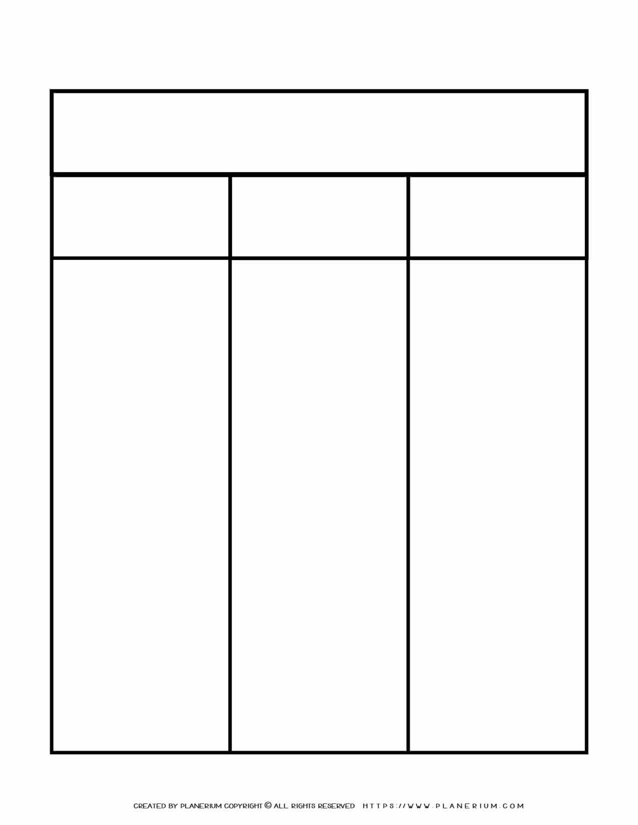 Graphic Organizer Templates - Chart with Three Columns and Two Rows | Planerium