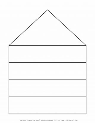 Graphic Organizer Templates - House Chart with Four Rows | Planerium