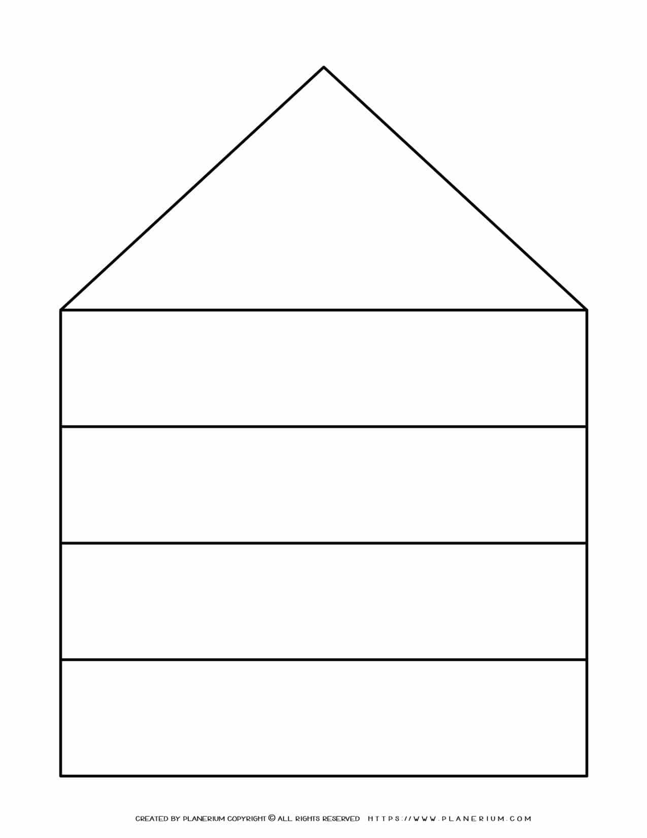 Graphic Organizer Templates - House Chart with Four Rows | Planerium