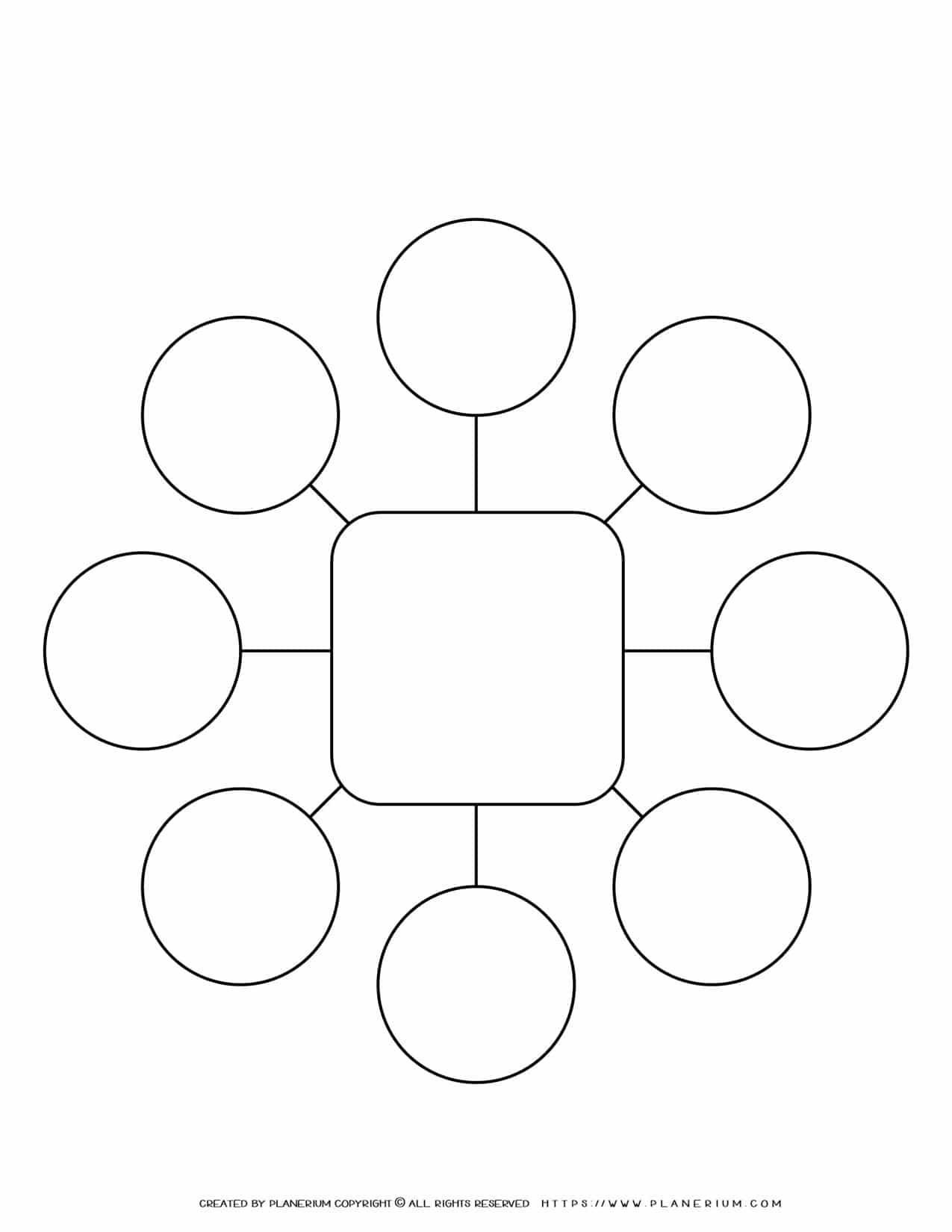 Mind Map Template - Eight Ideas - Square | Planerium