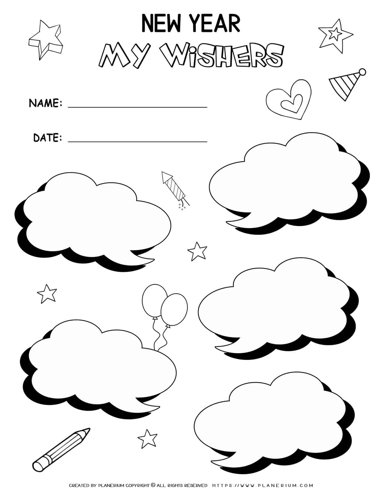 New Year Worksheets - My Wishes | Planerium