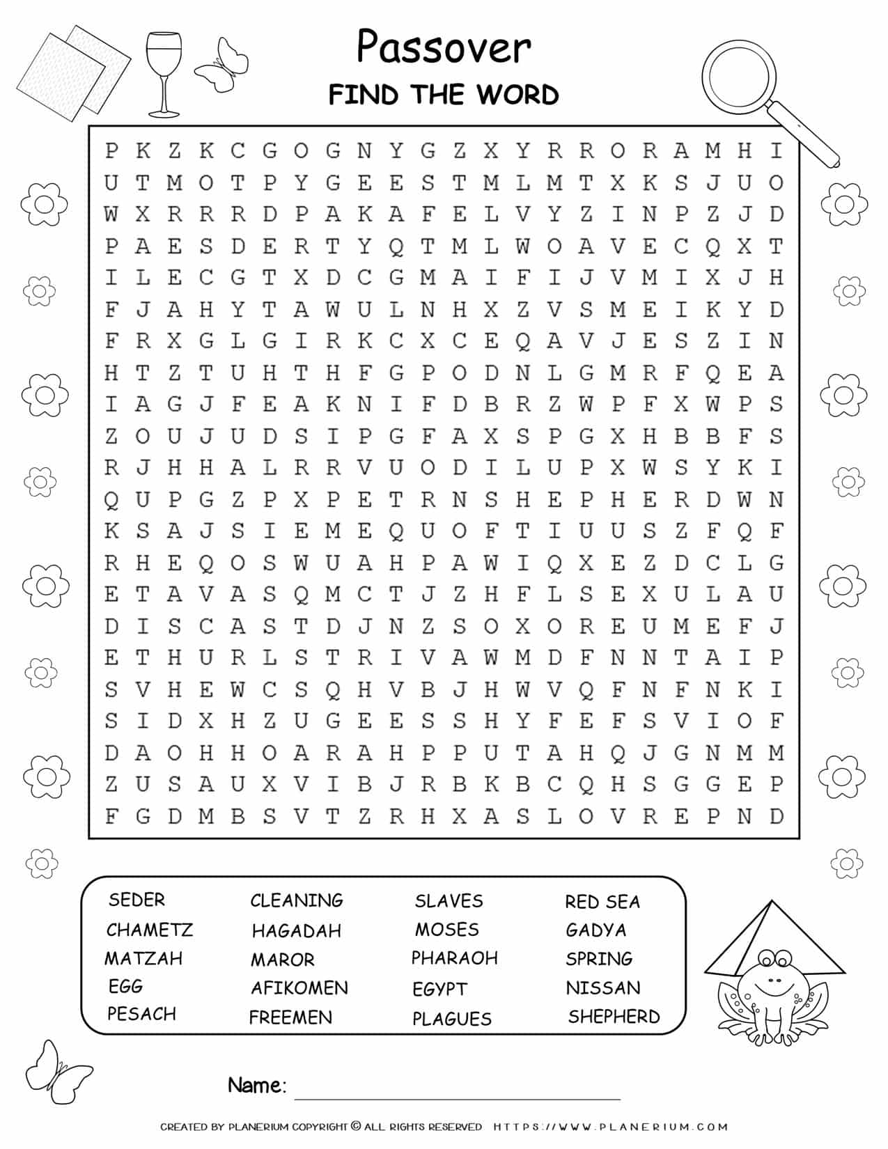 Passover Word Search Puzzle | Planerium