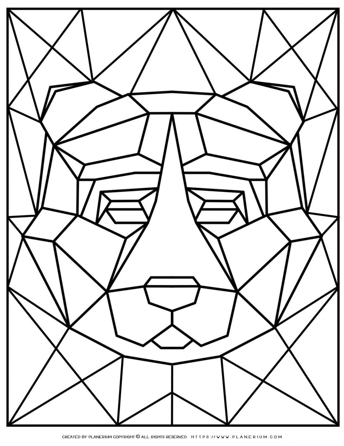 Animal Coloring Pages   Geometric Bear   Planerium