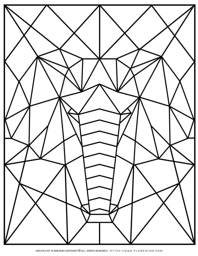 Animal Coloring Pages - Geometric Elephant | Planerium