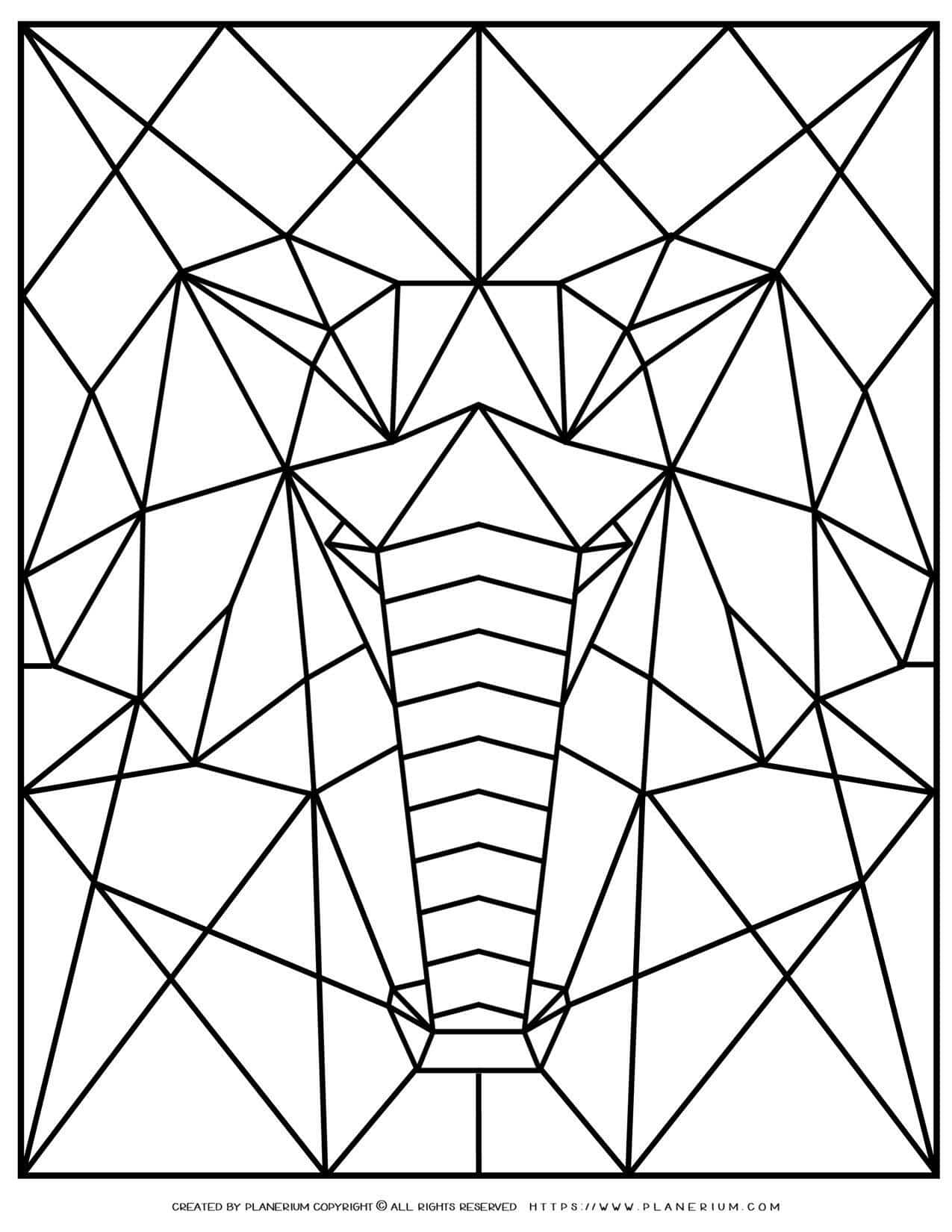 Animal Coloring Pages - Geometric Elephant | Planerium