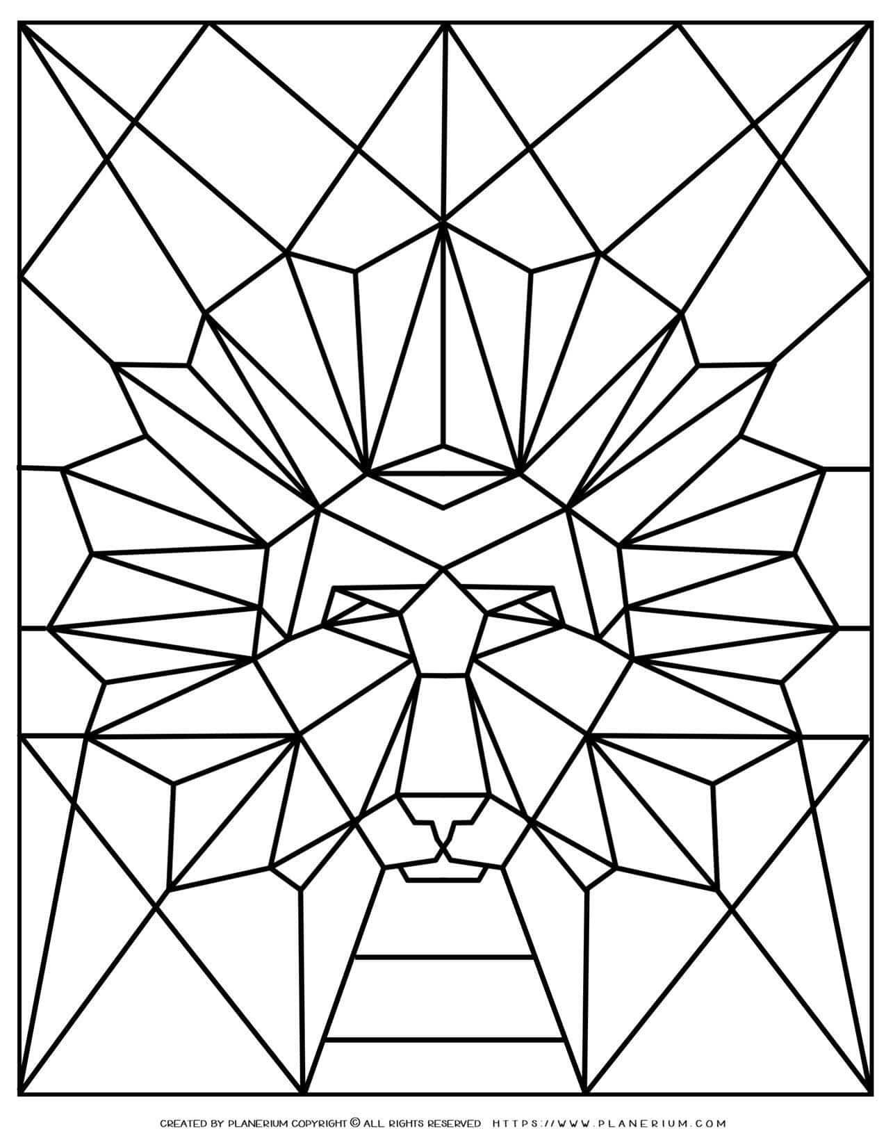 Animal Coloring Pages - Geometric Lion | Planerium
