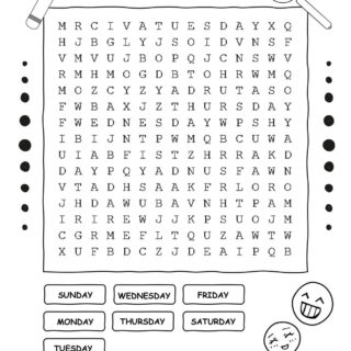 Days Of The Week - Word Search |  Planerium