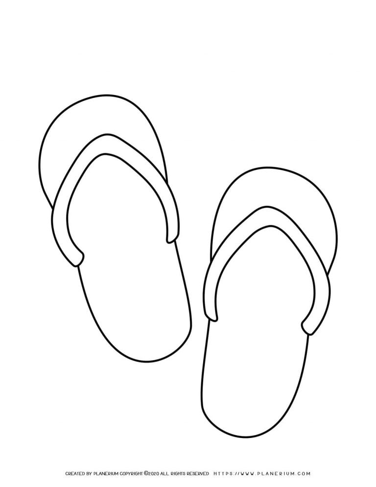 Flip Flops Outline | Coloring Page | Planerium