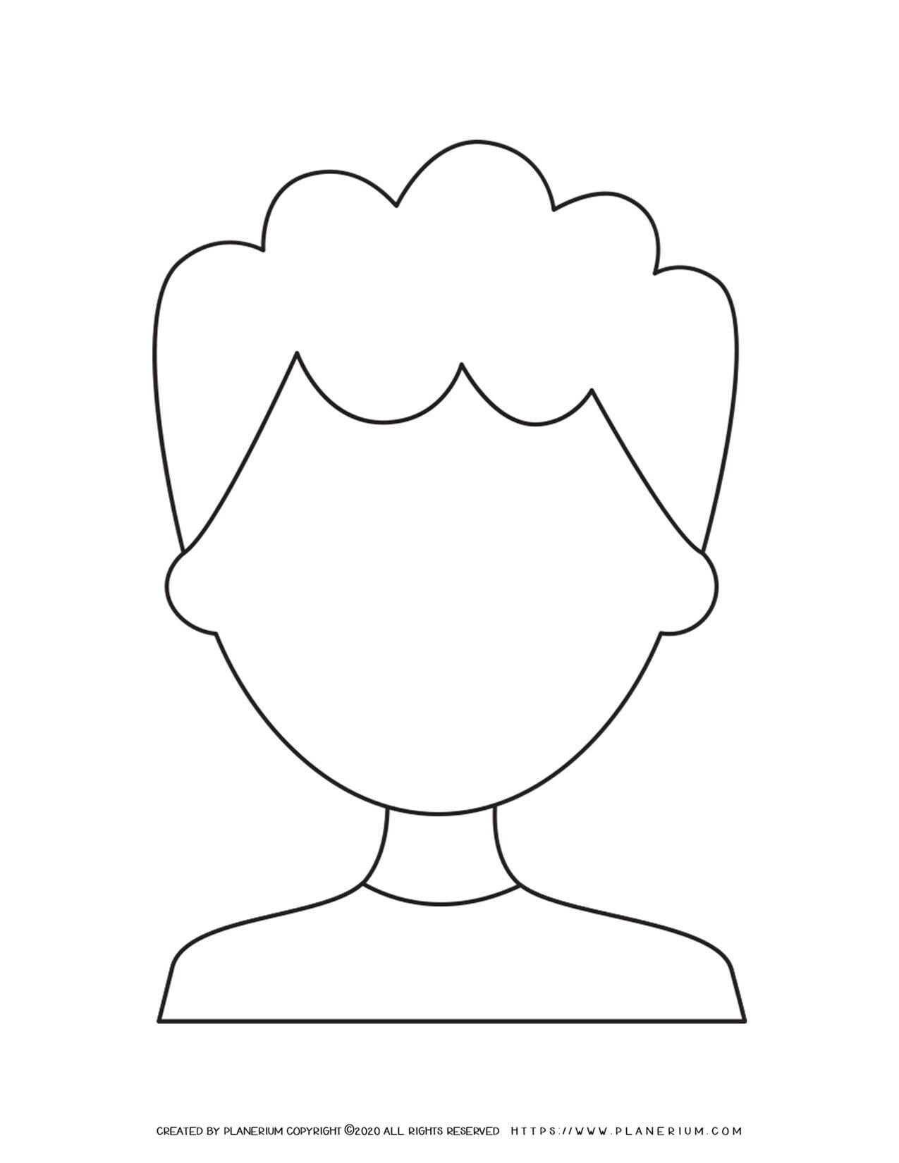 Man Face Outline  Coloring Page  Planerium For Blank Face Template Preschool