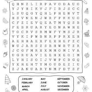 Months Of The Year - Word Search | Planerium