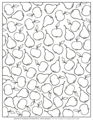 Adult Coloring Page - Apple and Pear | Planerium