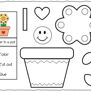 Cut and Glue Worksheet - Flower In a Pot | Planerium
