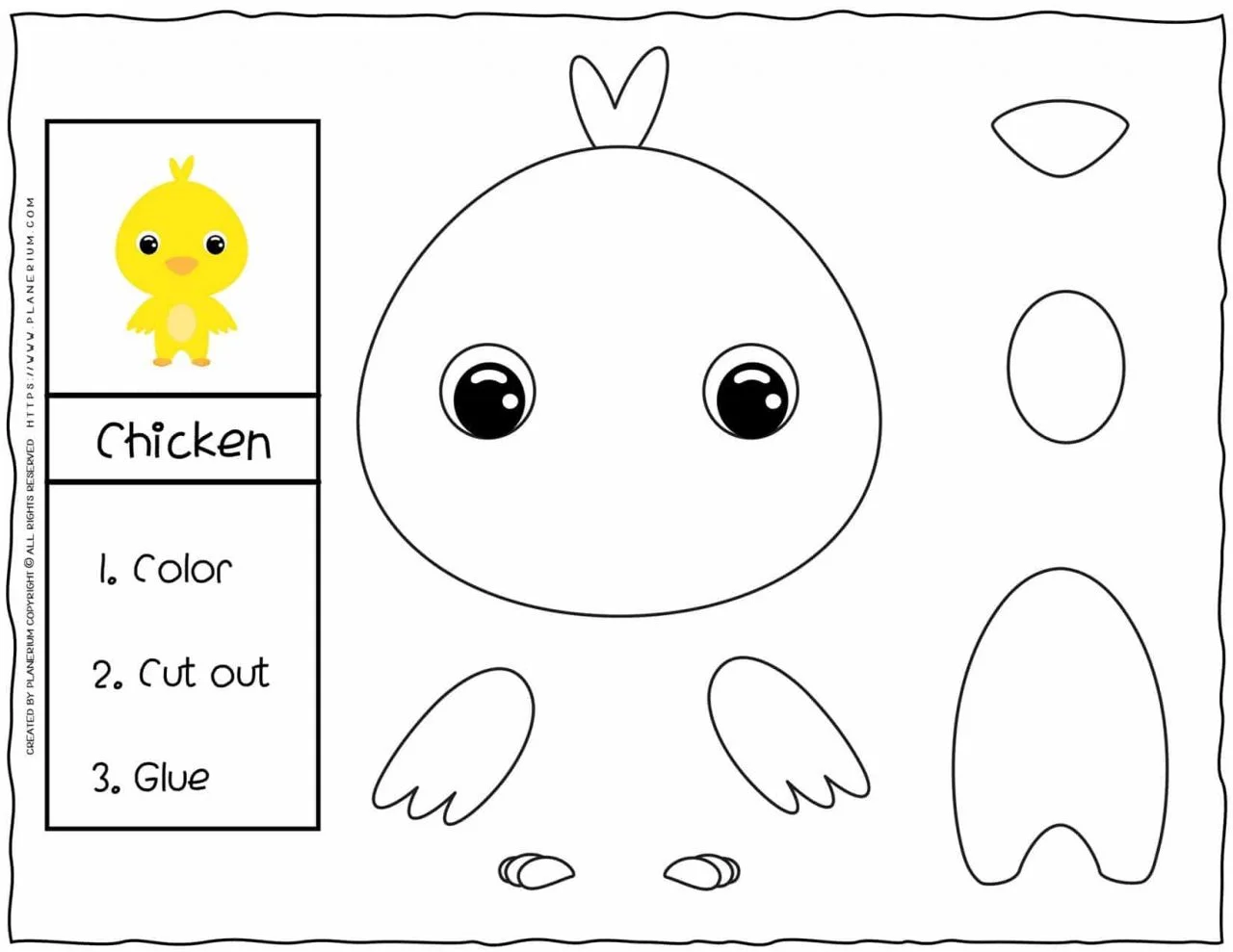 Cut and Glue Worksheets - Chick | Planerium
