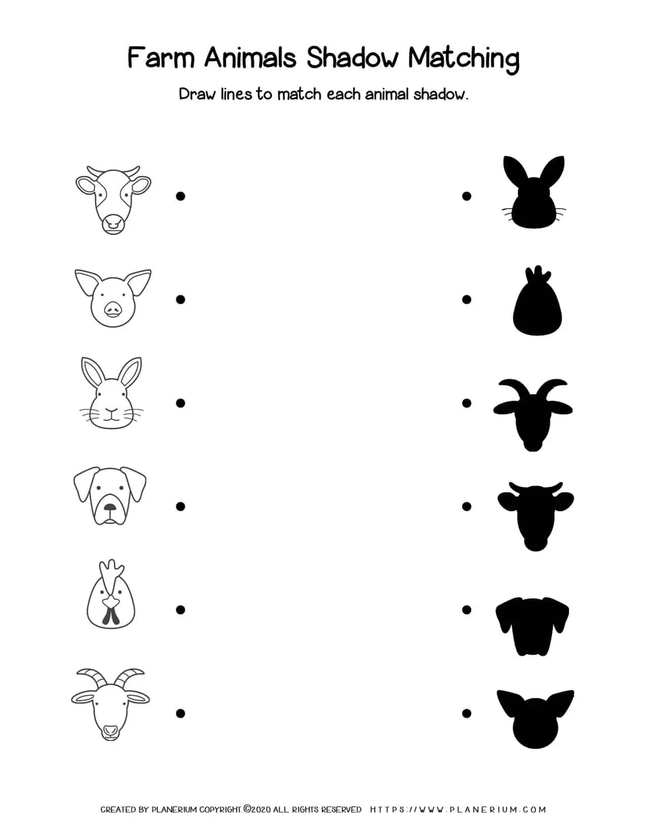 Farm Animals - Shadow matching | Planerium