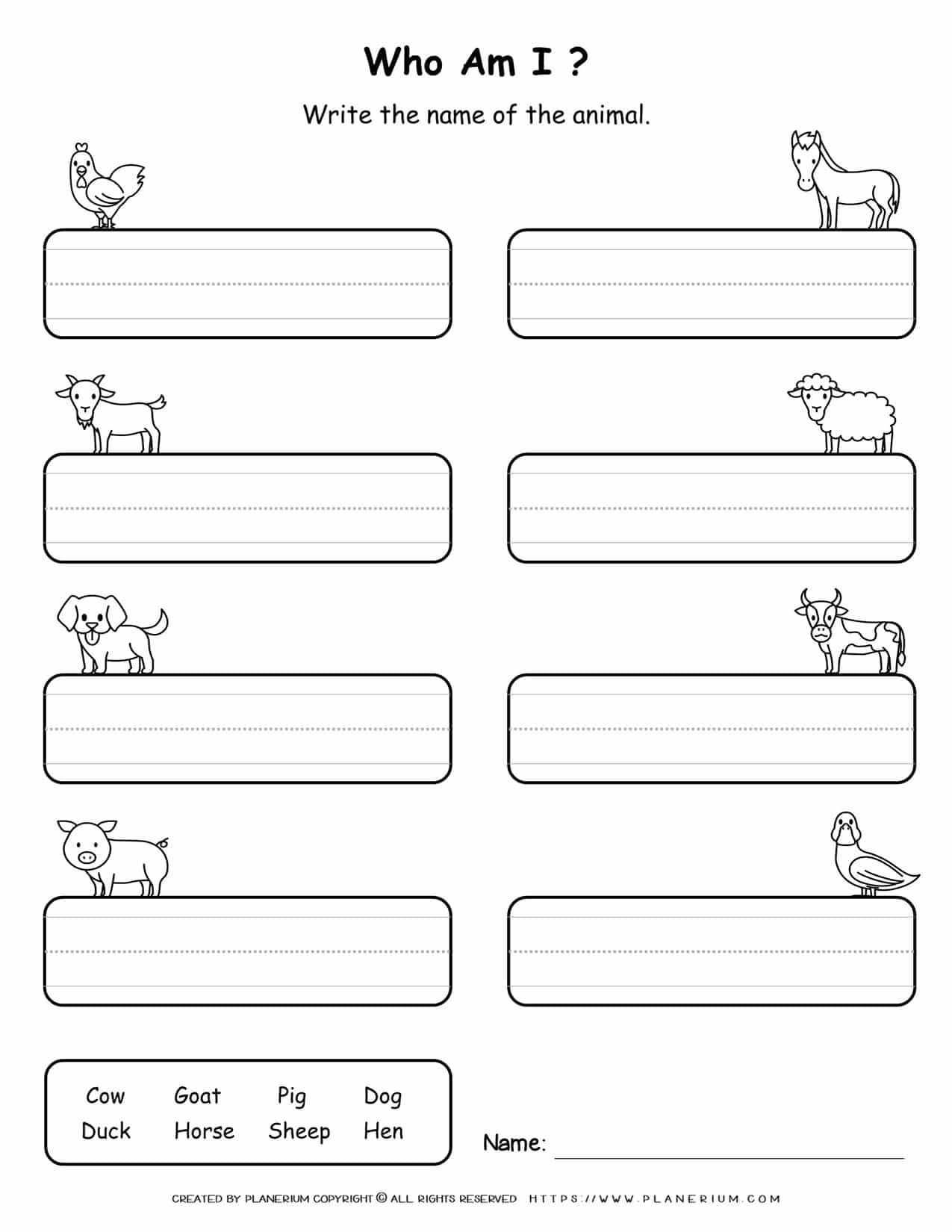 Farm Animals - Writing Names | Planerium