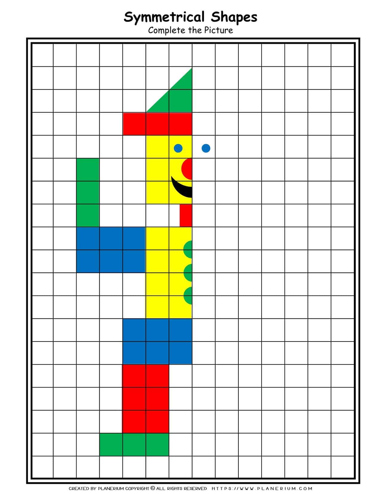 Shapes - Coloring Pages - Symmetrical Clown| Planerium